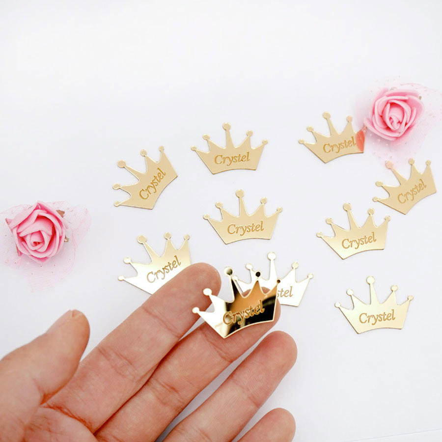 Desktop Laser Engraver - 50pcs Personalized Mirror Crown Wedding Tags