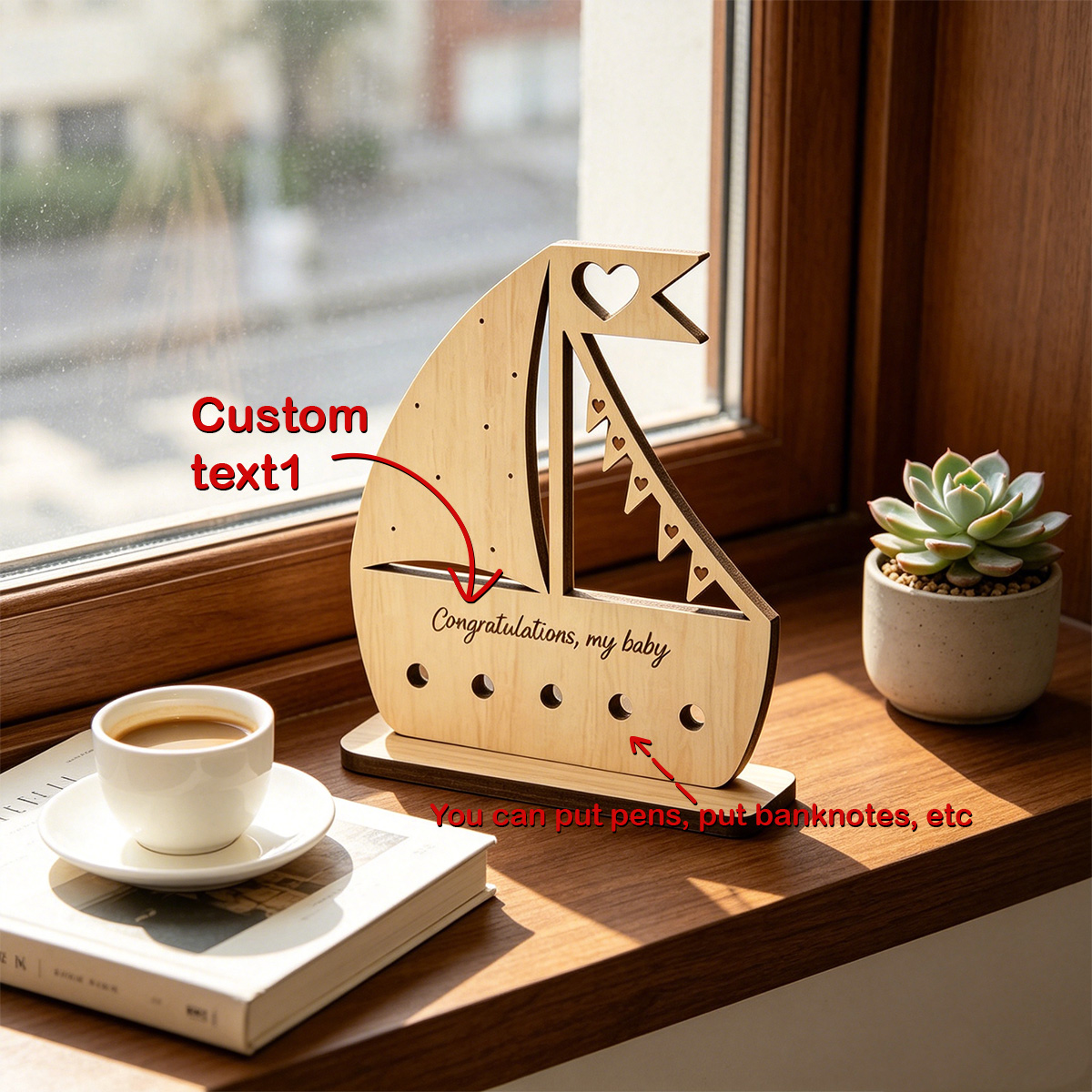 Desktop Laser Engraver - 1pc Customizable 3D Splicing Sailboat Ornament,