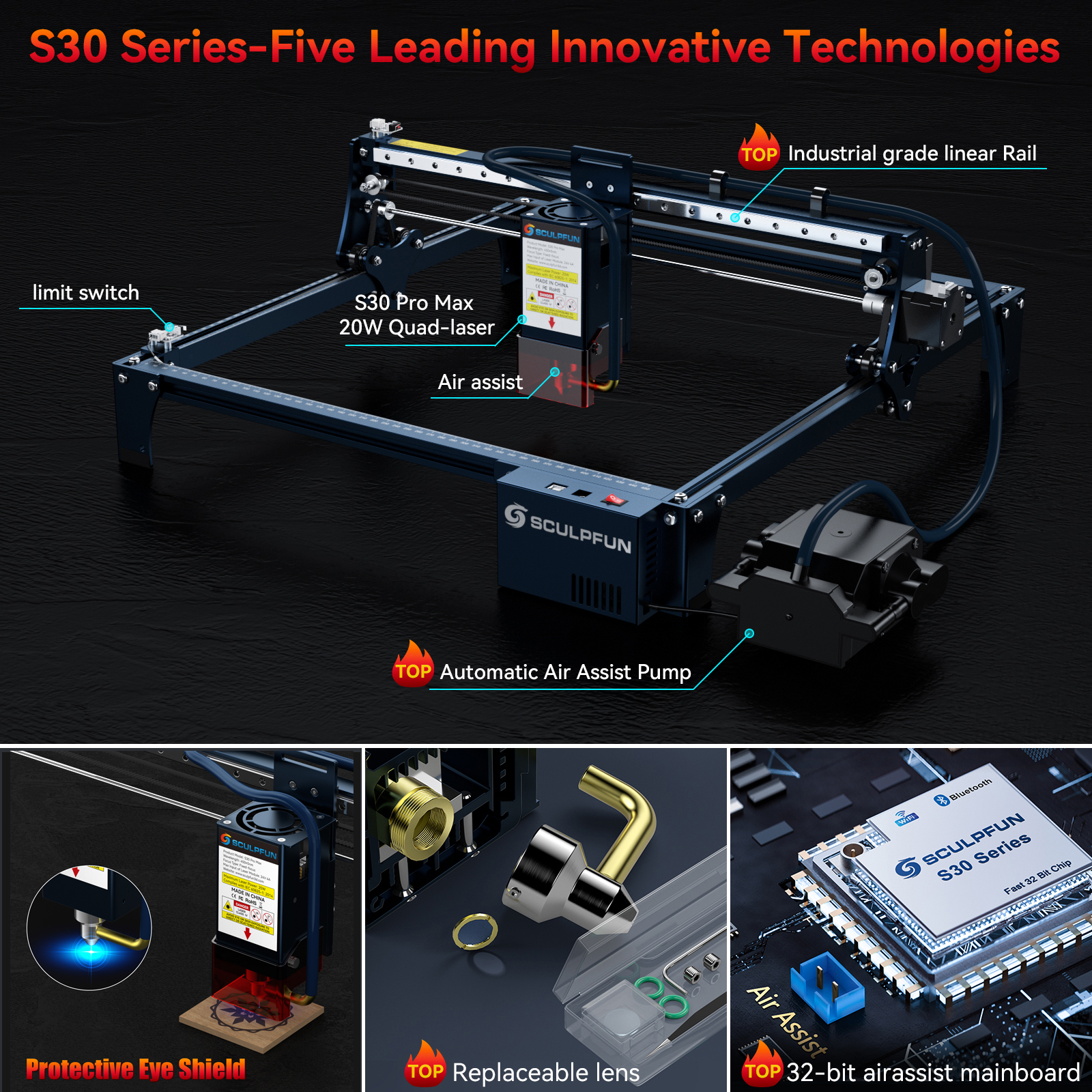 SCULPFUN S30 pro max S30 PRO S - Desktop Laser Engraver บทวิจารณ์และราคา