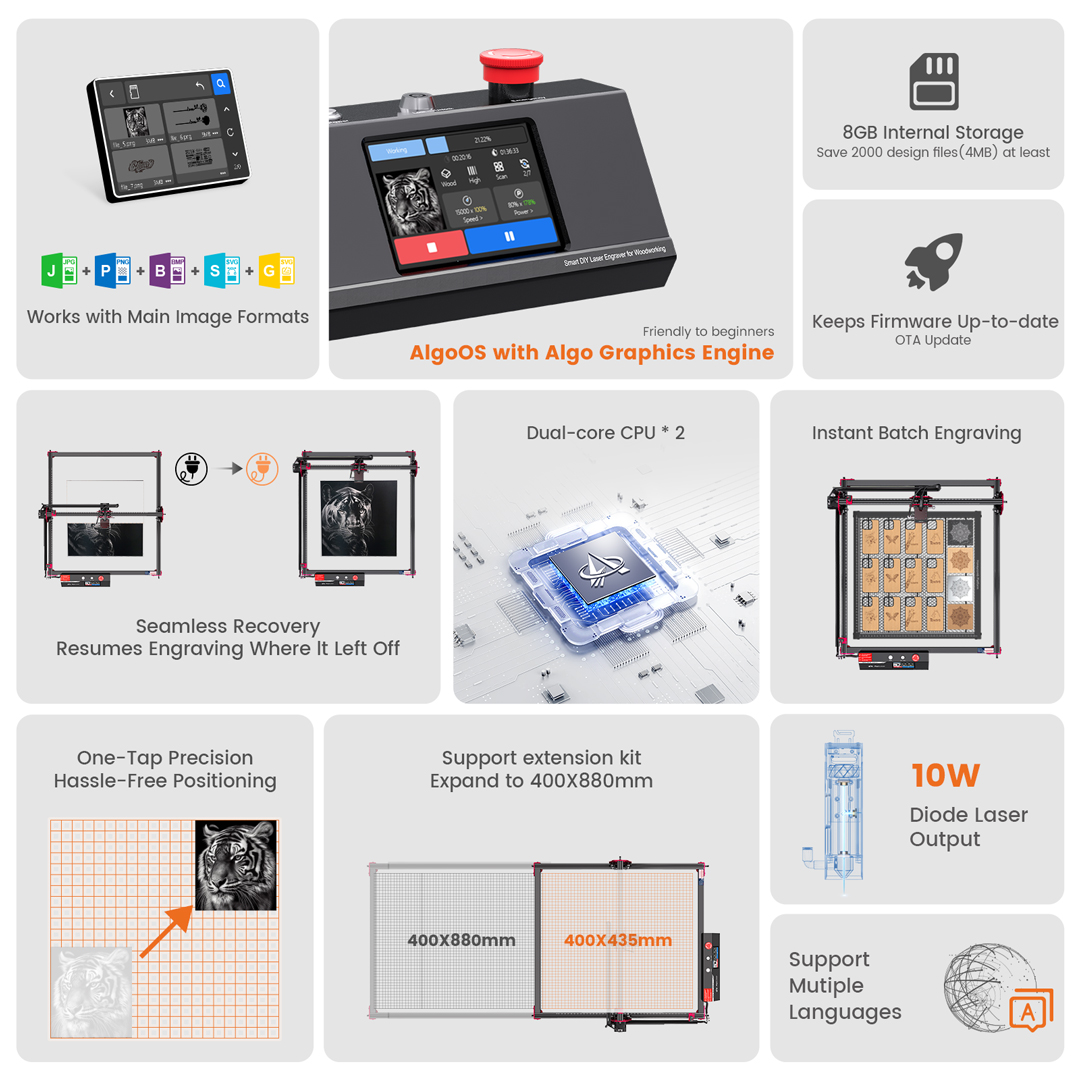 AlgoLaser DIY KIT MK2 10W Lase - Industrial Laser Cutting Machine บทวิจารณ์และราคา
